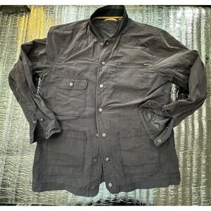 Jeremiah Mens Field Jacket Charcoal Gray Multi Pocket Utility Snap Front Large